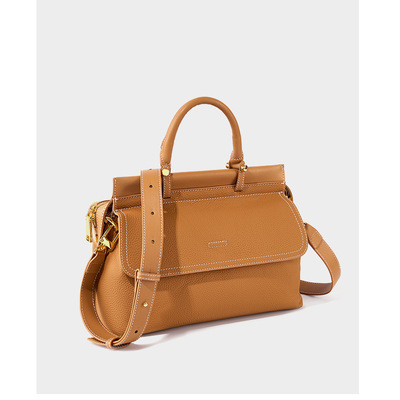 Women genuine leather shoulder bags classic crossbody purses brown