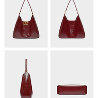 Genuine Leather Handbags for Women Satchel Top Handle Bags Red - Thumbnail 1