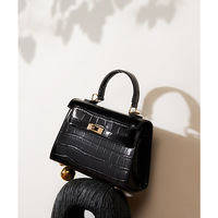 Genuine Leather Crossbody Bags Shoulder Purse Handbag for Women Black - Thumbnail 1