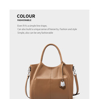 Women Soft Genuine Leather Totes Shoulder Bag Purses and Handbags Brown - Thumbnail 1