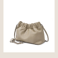 Genuine Soft Leather Hobo Handbags Grey - Thumbnail 1