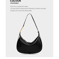 Genuine Leather Women's Crossbody Purse Handbag Black - Thumbnail 1