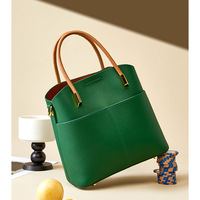 Genuine Leather Woman Crossbody Purses Handbags Shoulder Bags Green - Thumbnail 2