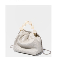 Genuine Leather Women Crossbody Stachel Shoulder Bags White - Thumbnail 2