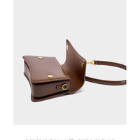 Genuine Leather Women Crossbody Stachel Shoulder Bags Brown - Thumbnail 3