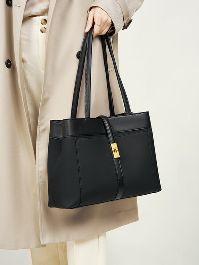 Genuine Leather Women Tote Bags Black