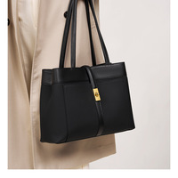Genuine Leather Women Tote Bags Black - Thumbnail 2