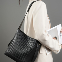 Genuine Leather Women Top Handle Satchel Handbags Shoulder Bag Black - Thumbnail 2