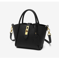 Genuine Leather Women's Top-handle Bags Black - Thumbnail 2