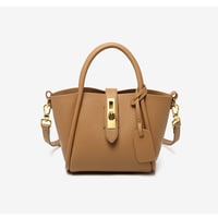 Genuine Leather Women's Top-handle Bags Brown - Thumbnail 1