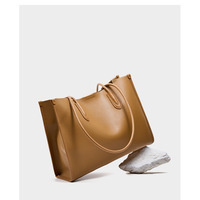 Genuine Leather Women's Shoulder Handbags Bronze - Thumbnail 1