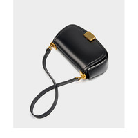 Women's Small Crossbody Bags Lady Cow Leather Shoulder Handbag Black - Thumbnail 2