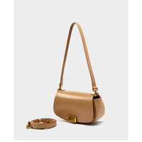 Women's Small Crossbody Bags Lady Cow Leather Shoulder Handbag Brown - Thumbnail 1