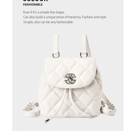 Genuine Leather Backpack Large Capacity Bag White - Thumbnail 1