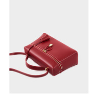 Genuine Leather Womens Evening Handbag Stylish Shoulder Bag Purse for Christmas Wedding Party Red - Thumbnail 2