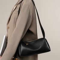 Genuine Leather Women Small Shoulder Purse Handbag Black - Thumbnail 1