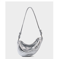 Genuine Leather Women Cross Body Bag Cute Designer Handbags Silver - Thumbnail 1