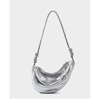 Genuine Leather Women Cross Body Bag Cute Designer Handbags Silver - Thumbnail 2