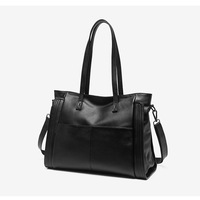 Genuine Leather Women Trendy Hobo Bag Shoulder Handbag Black - Thumbnail 2