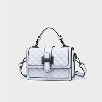 Women Cute Top Handle Crossbody Bag Stylish Tiny Clutch Handbag with Strap White - Thumbnail 1