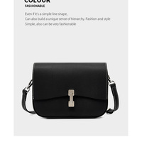 Genuine Leather Women Square Crossbody Shoulder Purse Flap Satchel Handbag Black - Thumbnail 1