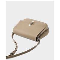 Genuine Leather Women Square Crossbody Shoulder Purse Flap Satchel Handbag Grey - Thumbnail 2