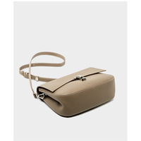 Genuine Leather Women Square Crossbody Shoulder Purse Flap Satchel Handbag Grey - Thumbnail 3