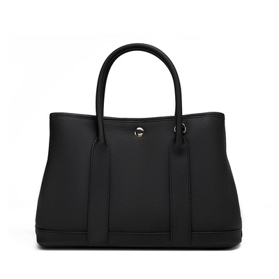 Women genuine leather tote bag handbags black - Thumbnail 1