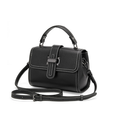 Genuine leather women top-handle handbags black - Thumbnail 1