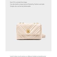 Women Genuine Leather Chain Square Bag White - Thumbnail 1