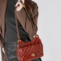 Women Genuine Leather Shoulder Handbag Crossbody Bag Brown - Thumbnail 1