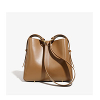 Genuine Leather Women's Satchel Bag Classic Top Handle Purses Fashion Crossbody Handbags Brown - Thumbnail 1