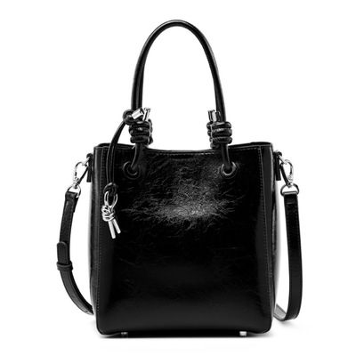 Women retro genuine leather classic clutch tote handbags black - Thumbnail 1