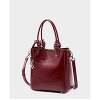 Women Retro Genuine Leather Classic Clutch Tote HandBags Red - Thumbnail 1