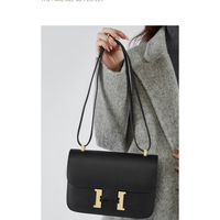 Women Genuine Leather Crossbody Bag Luxury Handbag Black - Thumbnail 1