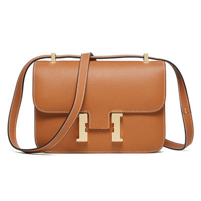 Women genuine leather crossbody bag luxury handbag brown - Thumbnail 1