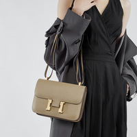 Women Genuine Leather Crossbody Bag Luxury Handbag Grey - Thumbnail 2