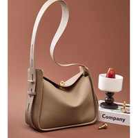 Women Genuine Leather Shoulder Bag College Tote Hobo Bags Grey - Thumbnail 1