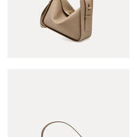 Women Genuine Leather Shoulder Bag College Tote Hobo Bags Grey - Thumbnail 2