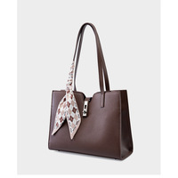 Women Genuine Leather Handbag Medium Top Handle Satchel Shoulder Bag Brown - Thumbnail 2