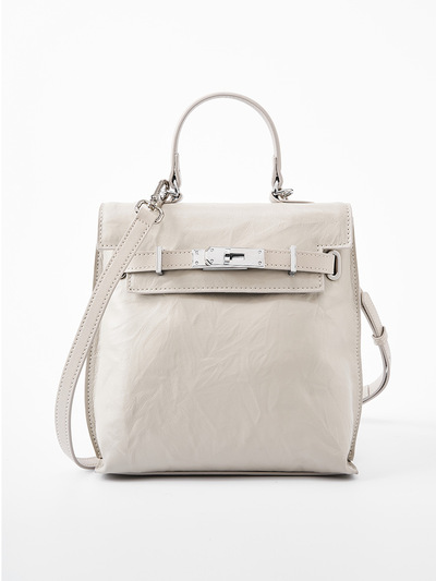 Genuine Leather Women Backpack Travel Bag White