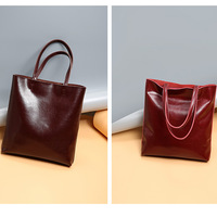 Women Genuine Leather Large Work Tote Bag Womens Travel Shoulder Bag Purple - Thumbnail 1