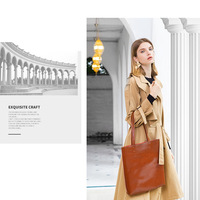 Women Genuine Leather Large Work Tote Bag Womens Travel Shoulder Bag Brown - Thumbnail 2