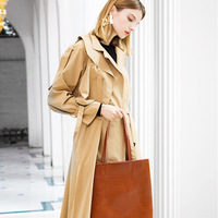 Women Genuine Leather Large Work Tote Bag Womens Travel Shoulder Bag Brown - Thumbnail 3