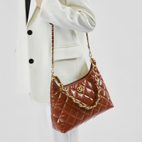 Genuine Leather Hobo Purses and Handbags for Women Ladies Shoulder Crossbody Purse Brown - Thumbnail 1