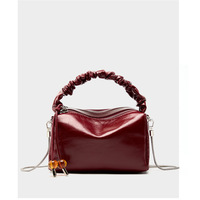 Ladies Genuine Leather Handbags Tote Shoulder Bag Red - Thumbnail 1