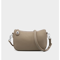 Genuine Leather Women Swinger Fashion Shoulder Cross Bag Grey - Thumbnail 3