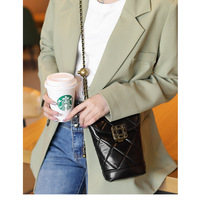 Genuine Leather Cute Tote Handbags Crossbody Bag with Long Strap Black - Thumbnail 2