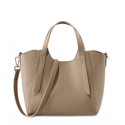 Women genuine leather shoulder bags purses and handbags grey - Thumbnail 2