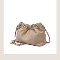 Genuine Leather Tote Ladies Crossbody Bag Grey - Thumbnail 2